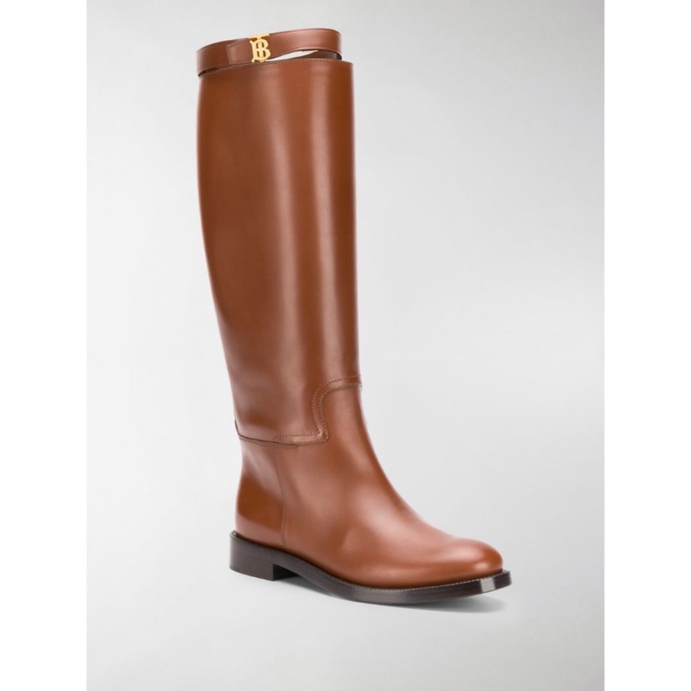 Burberry Tan Redgrave Flat Knee High Boots- Size 37